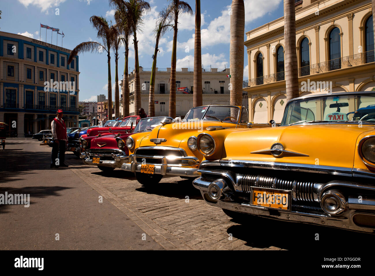 vintage US cars from the 50`s in the streets of Havana, Cuba, Caribbean Stock Photo